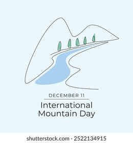 Vektordesign-Vorlage für den Internationalen Tag der Berge, geeignet für die Verwendung zu Feierlichkeiten. Design des International Mountain Day. durchgehende Strichzeichnung. eps 10.