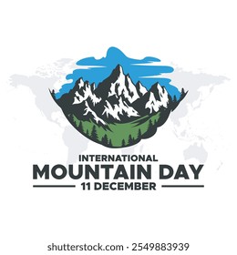 Dia Internacional da Montanha. Ilustração vetorial da montanha. Celebrado em 11 de dezembro. Adequado para banners, web, mídia social, cartões de saudação.