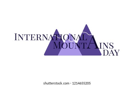 International  Moutain Day concept. Vector illustration with purple mountains and text.