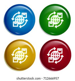 International multi color gradient glossy badge icon set. Realistic shiny badge icon or logo mockup