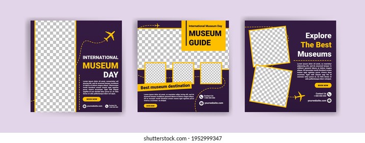 International Museum Day. Travel Sale Social Media Post Template. Banner Vector For Social Media Ads, Web Ads, Business Messages, Discount Flyers And Big Sale Banners.