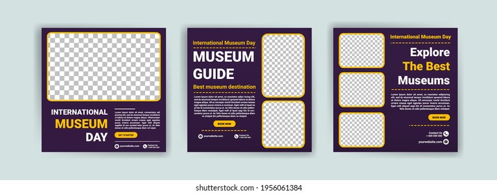 International Museum Day. travel sale social media post template. Banner vector for social media ads, web ads, business messages, discount flyers and big sale banners.