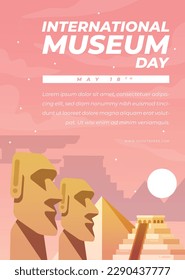 international museum day. Vector illustration design. 18 May. vector museum background. celebration. may 18. exhibits in museum. flat cartoon style. Historical museum concept. exhibition.