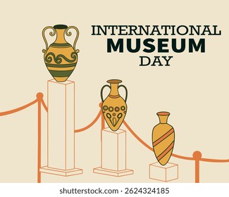 international museum day. Vector illustration design. 18 May. vector museum background. celebration. may 18. exhibits in museum. flat cartoon style. Historical museum concept. exhibition.