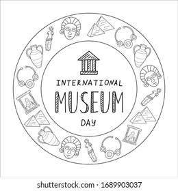 International Museum Day vector lettering black and white
