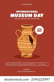 International Museum Day Vector Template for Social Media Flyer Illustration