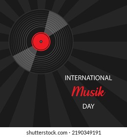 International Music Day. Music background with vinyl record. Vector illustration.