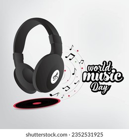 International Music Day. happy world music day celebration .Easy to edit vector template for banner, typography poster, flyer, sticker, card, t-shirt, etc.