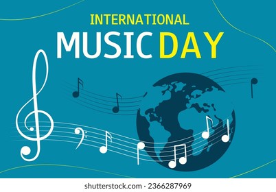 International Music Day. Horizontal banner. Vector illustration for card, poster or advertising. 