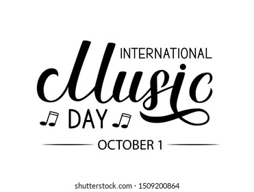 International Music Day lettering isolated on white. Easy to edit vector template for typography poster, banner, flyer, etc.
