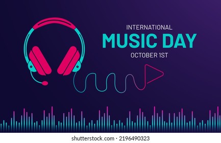 International Music Day October 1st illustration banner on isolated background design