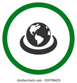 International Network vector bicolor rounded icon. Image style is a flat icon symbol inside a circle, green and gray colors, white background.