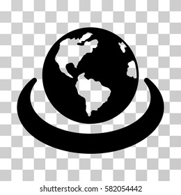International Network vector icon. Illustration style is flat iconic black symbol on a transparent background.