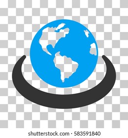 International Network vector icon. Illustration style is flat iconic bicolor blue and gray symbol on a transparent background.