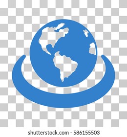 International Network vector icon. Illustration style is flat iconic cobalt symbol on a transparent background.
