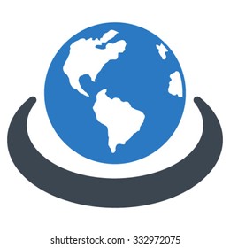 International Network vector icon. Style is bicolor flat symbol, smooth blue colors, rounded angles, white background.