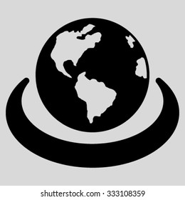 International Network vector icon. Style is flat symbol, black color, rounded angles, light gray background.