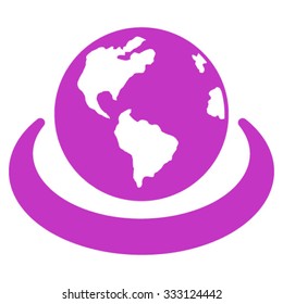 International Network vector icon. Style is flat symbol, violet color, rounded angles, white background.