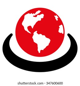 International Network vector icon. Style is bicolor flat symbol, intensive red and black colors, rounded angles, white background.