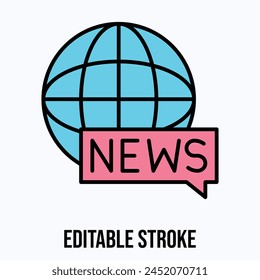 International News Vector Icon, Editable stroke.