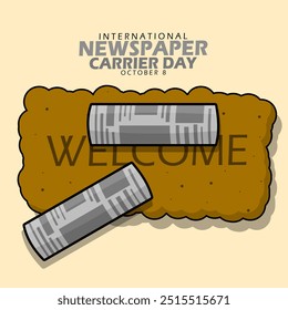 International Newspaper Carrier Day is celebrated on October 8. Two rolls of newspaper on the doormat in front of the house