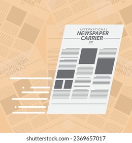 International Newspaper Carrier Day on october 8, with a newspaper and speed line as a carrier symbol and text in newspapers isolated on background for celebrate International Newspaper Carrier Day. 