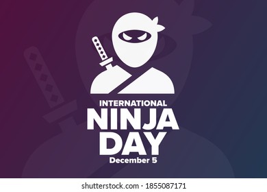 International Ninja Day. December 5. Holiday concept. Template for background, banner, card, poster with text inscription. Vector EPS10 illustration