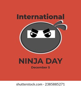 International Ninja Day Vector Illustration, Ninja Illustration with Red Background
