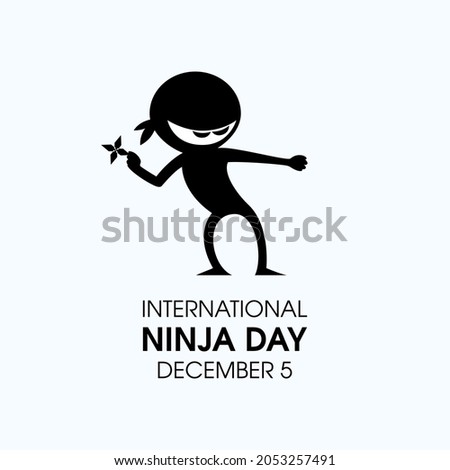 International Ninja Day vector. Ninja warrior with throwing star icon vector. Ninja Day Poster, December 5. Important day