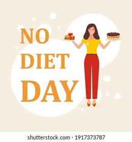 International No Diet Day. Flat vector illustration on white background.