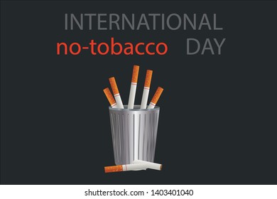 International no tobacco day cigarette in cup banner design vector