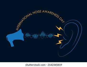 International Noise Awareness Day - Hearing and sound waves with alarm beams indicating annoyance