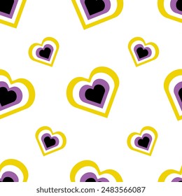 International Non-Binary People's Day 14 July seamless pattern. Heart flag. Vector icon isolated on white background.
