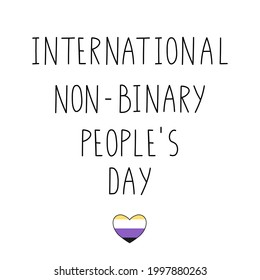 Concepto internacional no binario del día de la gente. Letras escritas a mano. Cartel, afiche, folleto, plantilla de volante. Celebrado anualmente el 14 de julio.