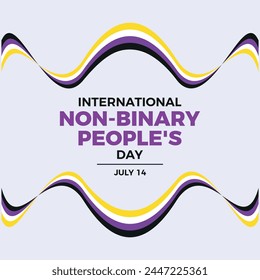 International Non-Binary People's Day poster vector illustration. Non-Binary pride flag ribbon frame vector illustration. Template for background, banner, card. July 14 each year. Important day