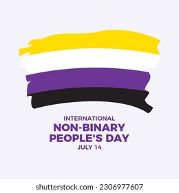 International Non-Binary People's Day vector illustration. Non-binary grunge pride flag icon vector. Nonbinary paint brush flag symbol. LGBTQIA design element. July 14. Important day
