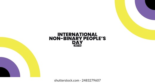 International non-binary people's, July 14, suitable for social media post, card greeting, banner, template design, print, suitable for event, website, vector, with flag of non-binary illustration.