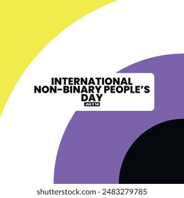 International non-binary people's, July 14, suitable for social media post, card greeting, banner, template design, print, suitable for event, website, vector, with flag of non-binary illustration.