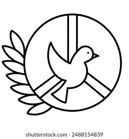 International Non-Violence Day Vector Line Art Logo Icon. International Non-Violence Day vector logo icon for digital download and print.