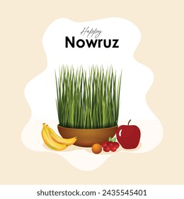 International Nowruz Day, Set for Nowruz holiday. Iranian new year.
Front view green semeni with red bow and nuts on dark surface