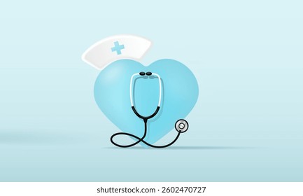 International Nurse Day .12th May International Nurse Day. Celebrate nurse`s uniform nurse with stethoscope and heart love icon. Design for web banner, cards, prints, social media, poster, flyer.