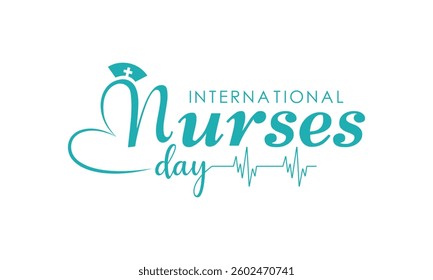 International Nurse Day .12th May International Nurse Day. Celebrate nurse`s uniform nurse with stethoscope and heart love icon. Design for web banner, cards, prints, social media, poster, flyer.