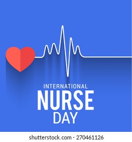 International nurse day concept with illustration of heart with heartbeat..