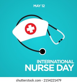 International Nurse Day concept. May 12. Nurse hat and stethoscopes. Vector Illustration. EPS 10. For posters, web, social media, designs, cards, background.