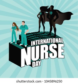 International Nurse Day Design With Superhero Nurses. EPS10 Vector Illustration.