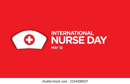 International Nurse Day Greeting Banner. Celebrated on May 12. World Nurse Day. Nurse cap on red background. Vector Illustration. For Backgrounds, greeting, cards, poster.