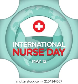 International Nurse Day Greeting Concept. Celebrated on May 12  the anniversary of the birth of Florence Nightingale and the end of National Nurses Week. Vector Illustration of Nurse hat. EPS 10 File.