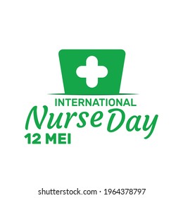 International nurse day with nurse hat and white background. Vector Illustration