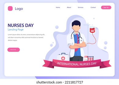 International Nurse Day landing page website flat vector template