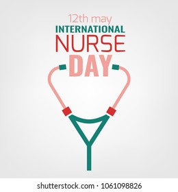 International nurse day logotype. Vector illustration in pink, red and green colors isolated on a white background. Medical and healthcare concept.